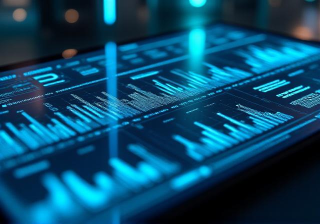 Futuristic AI data visualization dashboard interface