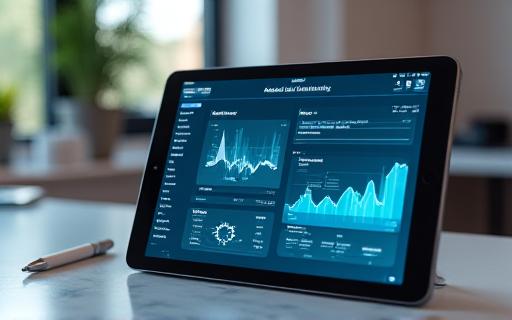 A clean dashboard interface showing automated text summaries next to dynamic data visualizations