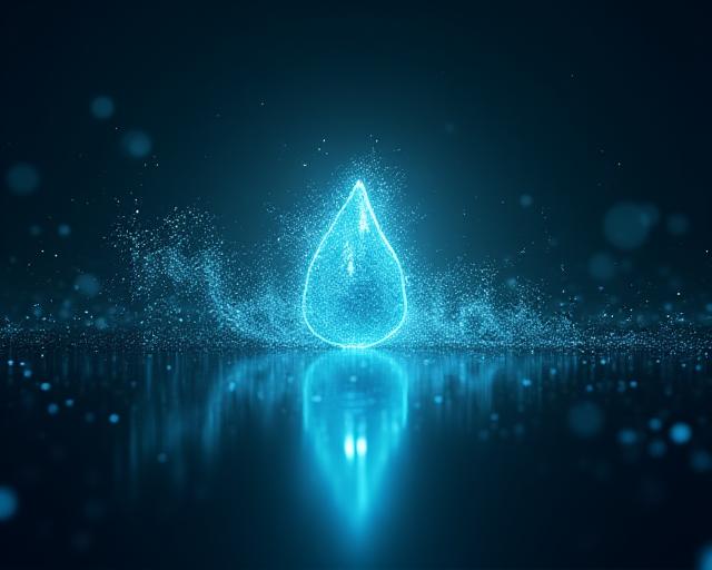 Abstract visualization of data flowing into a clear, crystalline structure representing business intelligence